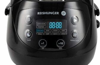 Reishunger Digitaler Mini Reiskocher und Dampfgarer in Schwarz