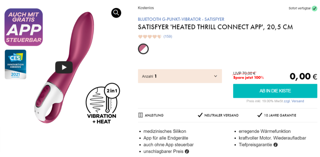 Satisfyer Heated Thrill Bluetooth G-Punkt-Vibrator