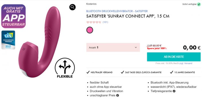 Satisfyer Sunray Bluetooth Druckwellenvibrator