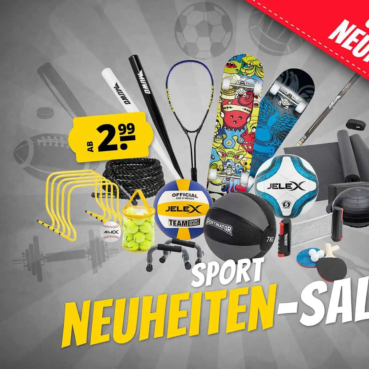 SportSpar Sport Neuheiten-Sale mit über 100 neue Produkte ab 2,99 € zzgl. Versand