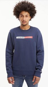 Tommy Jeans Tjm Reg Essential Graphic Crew Herren Sweatshirt In Twilight Navy