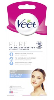 Veet PURE Kaltwachsstreifen – Geeignet fuer sensible Haut – Anwendung fuer Gesicht – Bis zu Tage gl