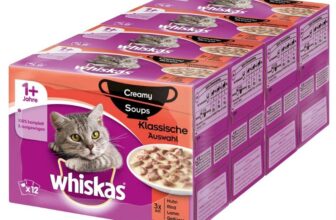 Whiskas 1 Creamy Soups Katzennassfutter – Klassische Auswahl – Hochwertiges Nassfutter