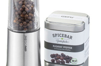 gefu set salz oder pfeffermuehle x plosion r m spicebar rasavat pfeffer ganz bio inhalt 80 g