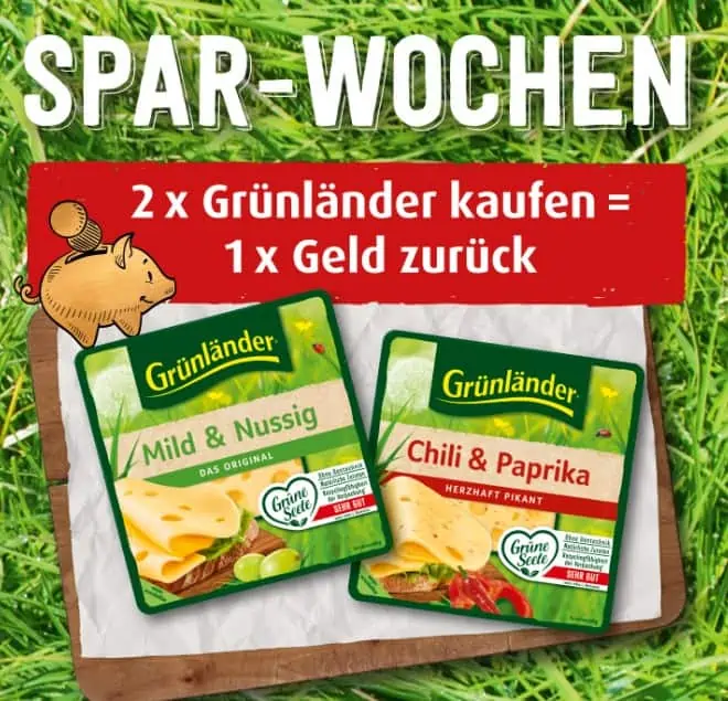 2x Grünländer Käse kaufen, 1x Geld zurück