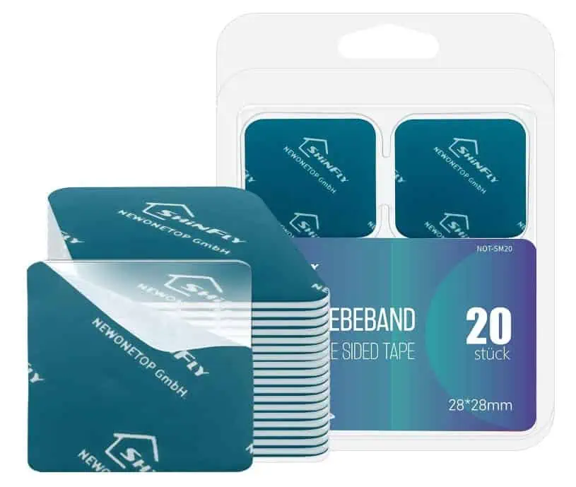 shinfly Doppelseitiges Klebeband Extra Stark, 20 Stück (28mm x 28mm x 1mm) Nano Klebeband für 1,59 € inkl. Prime-Versand (statt 3,99 €)