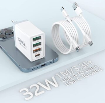 Ports USB Ladegeraet mit W Intelligent QC Schnellladegeraet Mehrfach Ladestecker USB C