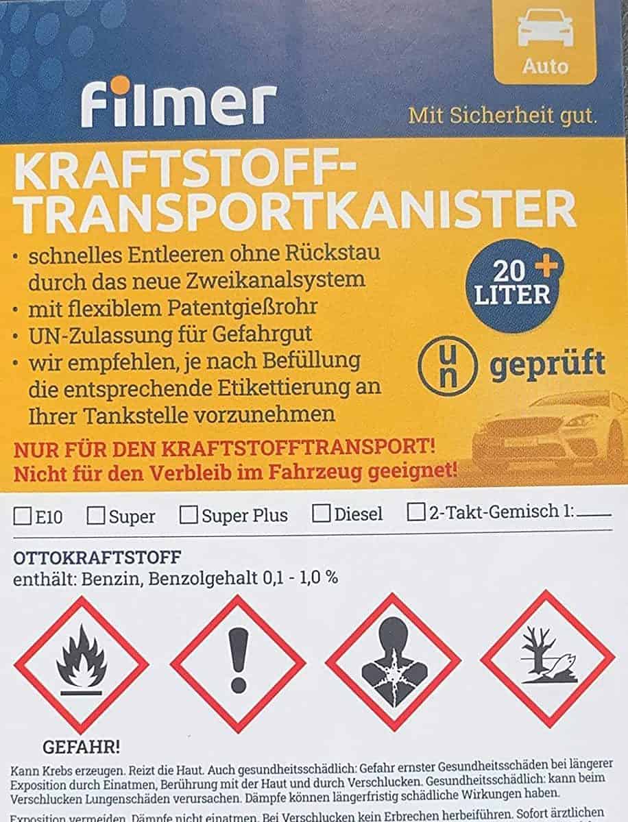 Er Set Filmer Kraftstoffkanister Reserve Liter Details