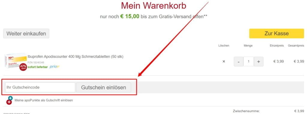 Apodiscounter Rabattcode einlösen