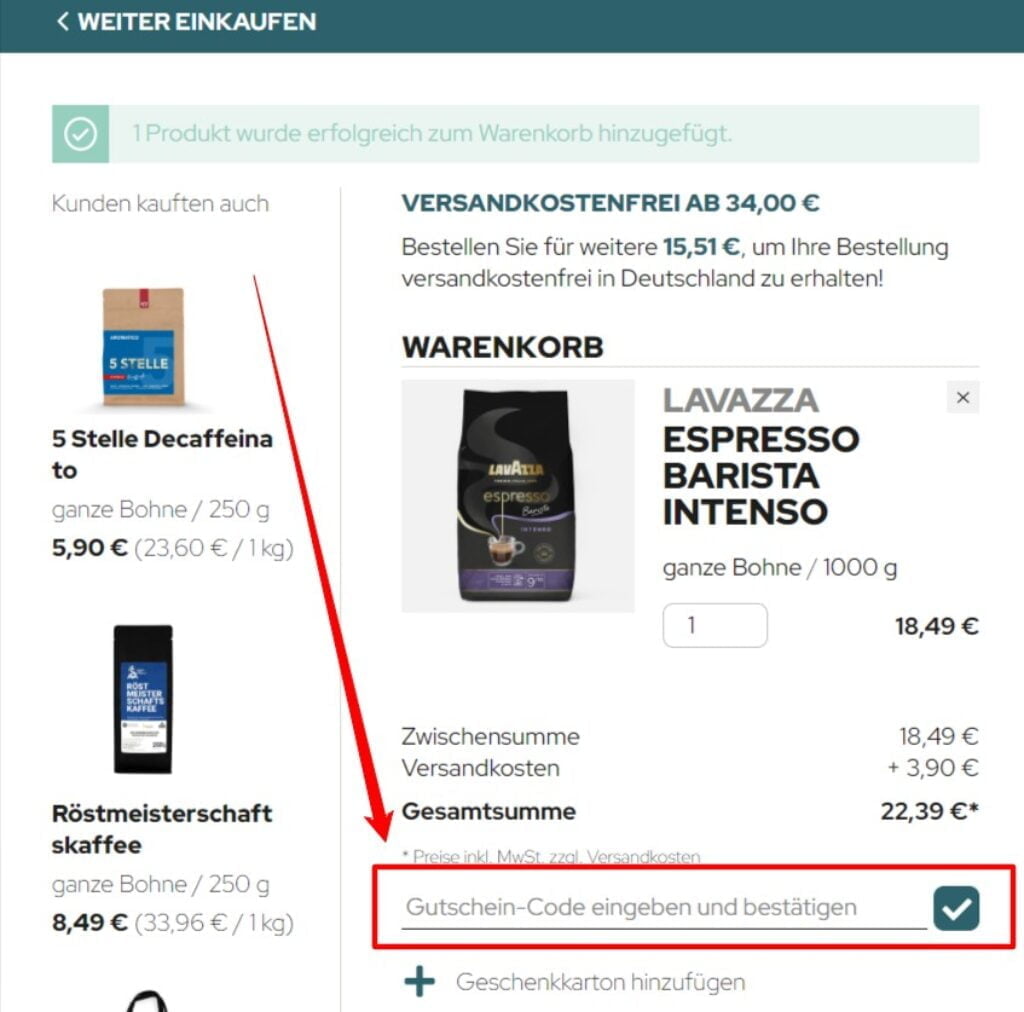 Aromatico Rabattcode einlösen