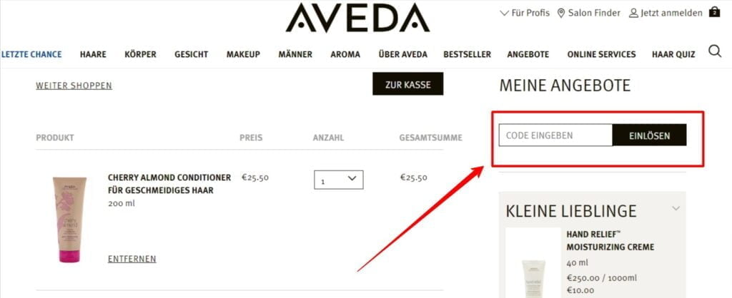 Aveda Rabattcode einlösen