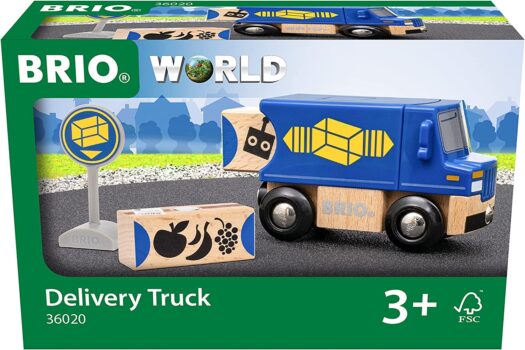 BRIO World Lieferwagen Blauer Liefer LKW mit Zwei magnetischen Holzcontainern