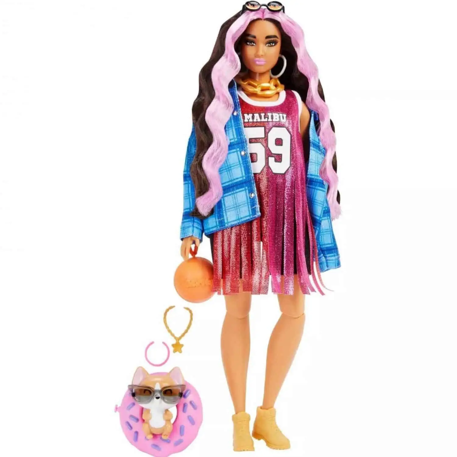 Barbie HDJ46 – Extra Puppe in Basketball Trikot Kleid & Zubehör, mit Haustier Corgi für 16,75 € inkl. Prime-Versand (statt 28,78 €)