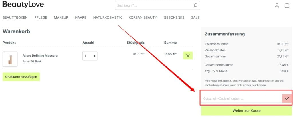 BeautyLove Rabattcode einlösen