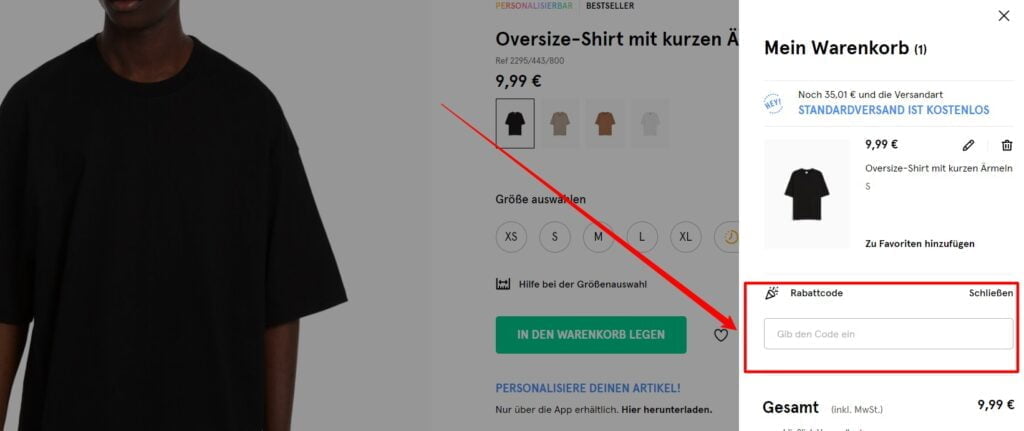 Bershka Rabattcode einlösen