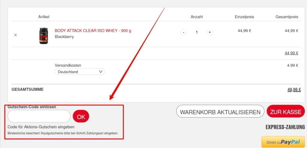 Body Attack Rabattcode einlösen