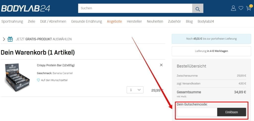 Bodylab24 Rabattcode einlösen