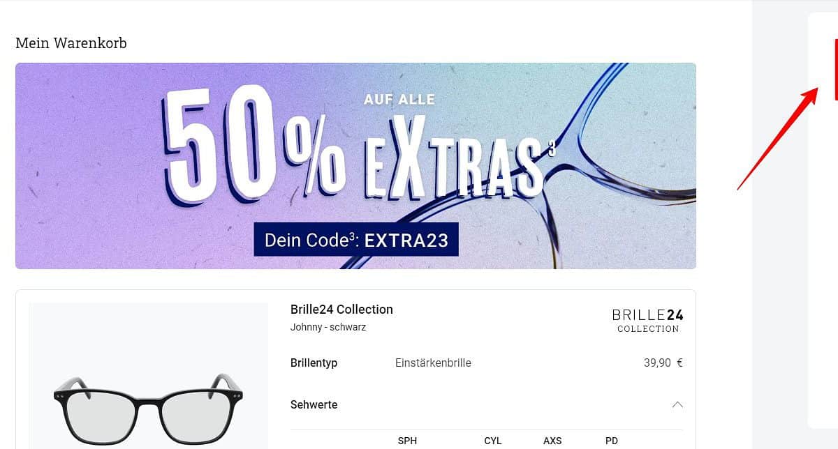 Brille Rabattcode einlösen