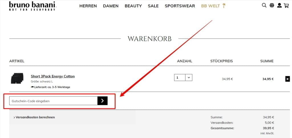 Bruno Banani Rabattcode einlösen