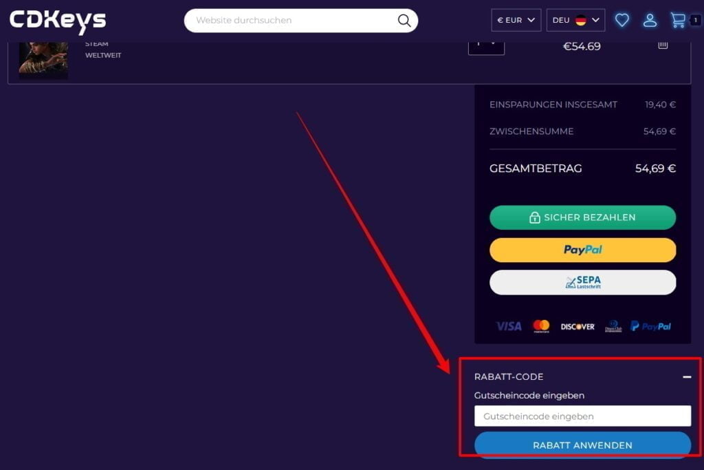 CDKeys Rabattcode einlösen