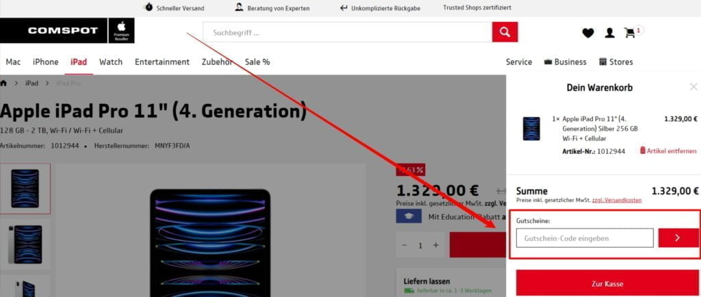 COMSPOT Rabattcode einlösen