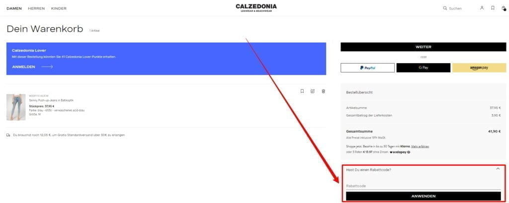 Calzedonia Rabattcode einlösen