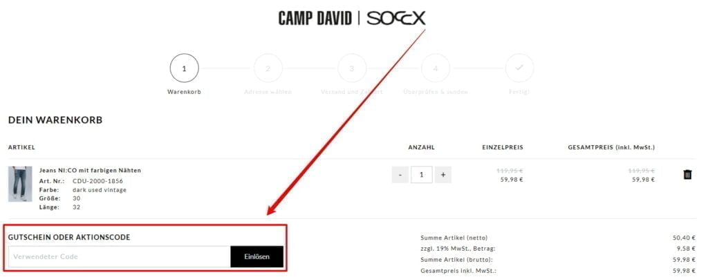 Camp David Soccx Rabattcode einlösen