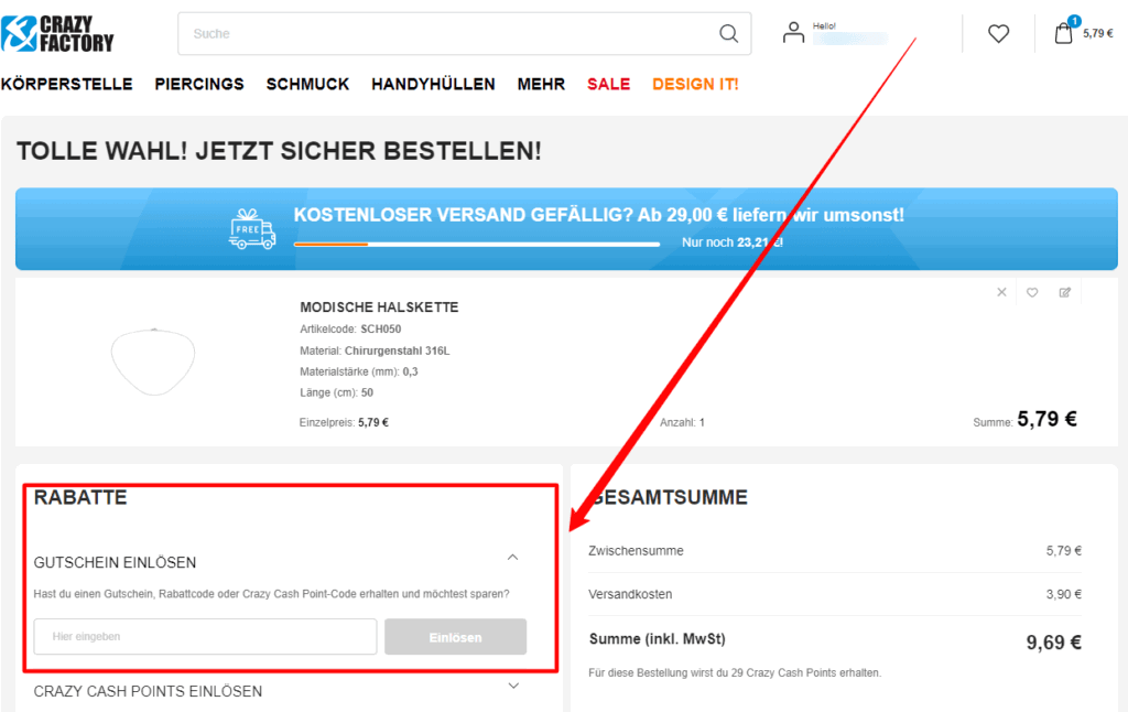 Crazy Factory Rabattcode einlösen