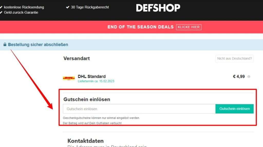 DefShop Rabattcode einloesen