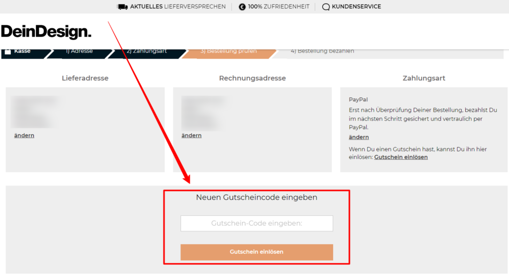 DeinDesign Rabattcode einlösen