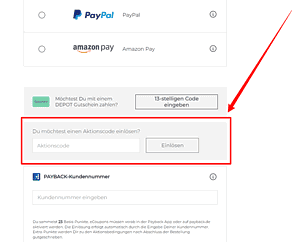 Depot Rabattcode einloesen