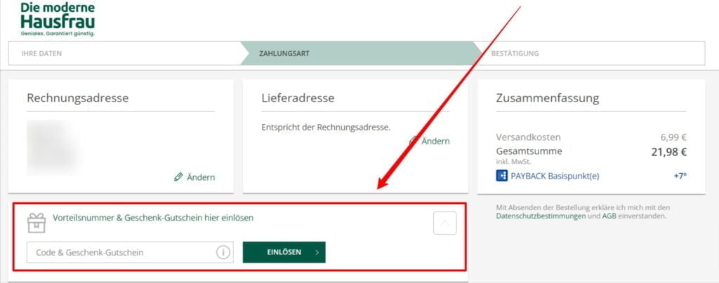 Die moderne Hausfrau Rabattcode einlösen