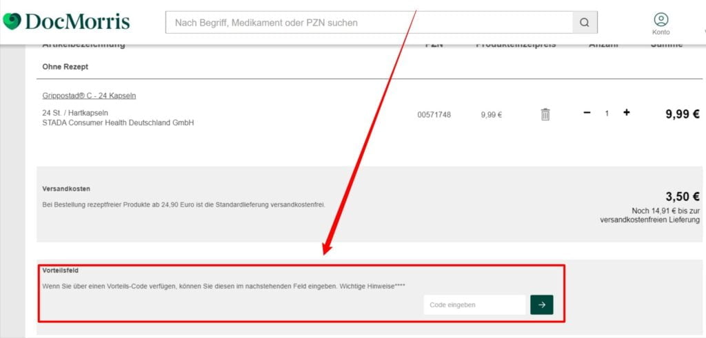 DocMorris Rabattcode einlösen