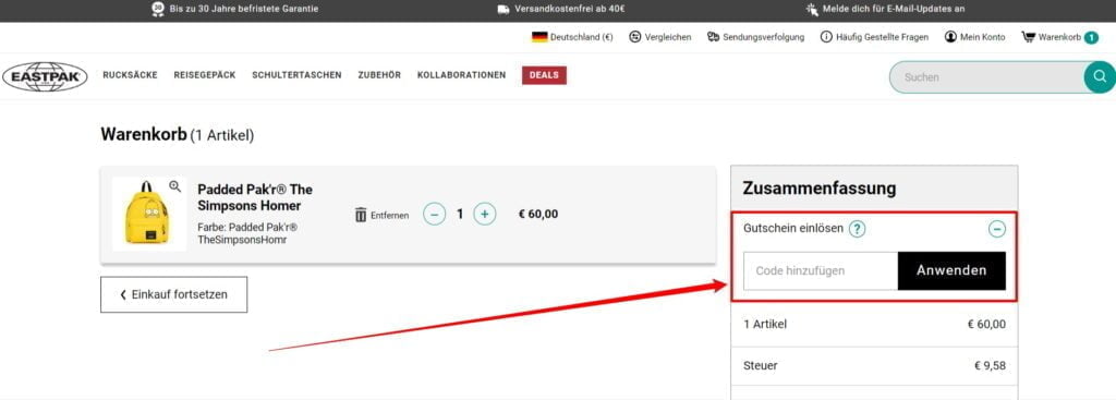 Eastpak Rabattcode einlösen