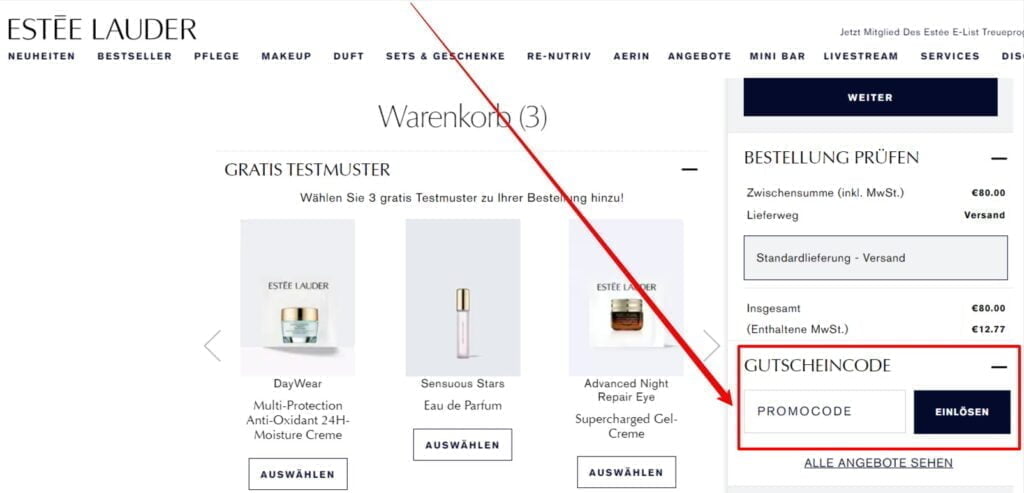 Estée Lauder Rabattcode einlösen