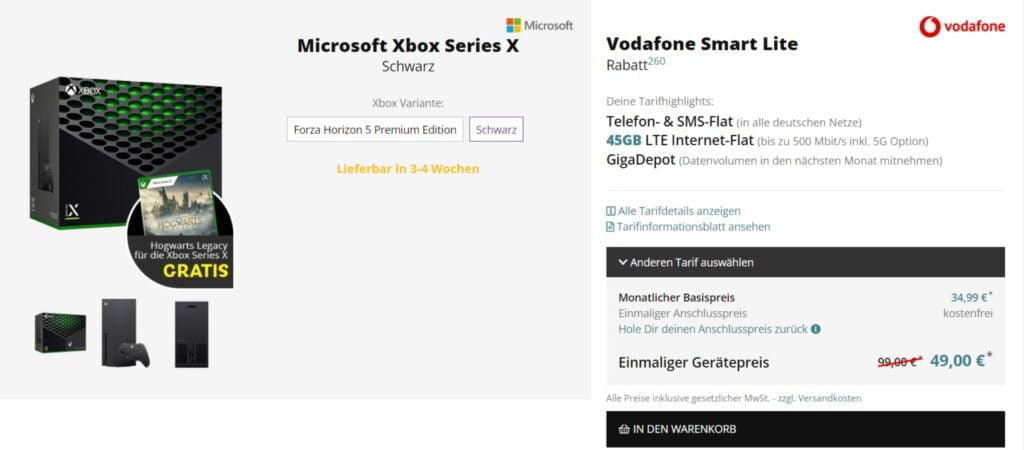 Flymobile Xbox Series X Vodafone Smart Lite 45 Gb