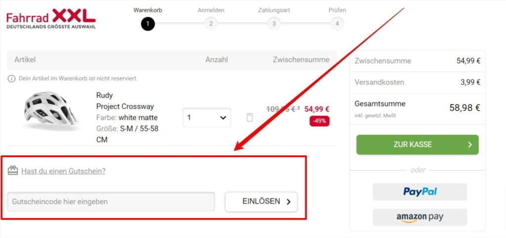 Fahrrad XXL Rabattcode einlösen