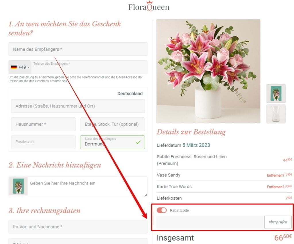 FloraQueen Rabattcode einlösen