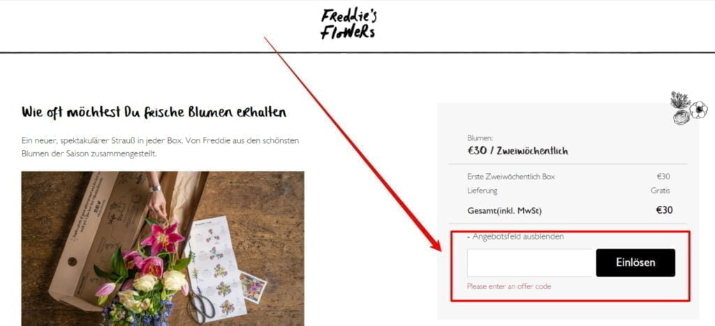 Freddies Flowers Rabattcode einlösen