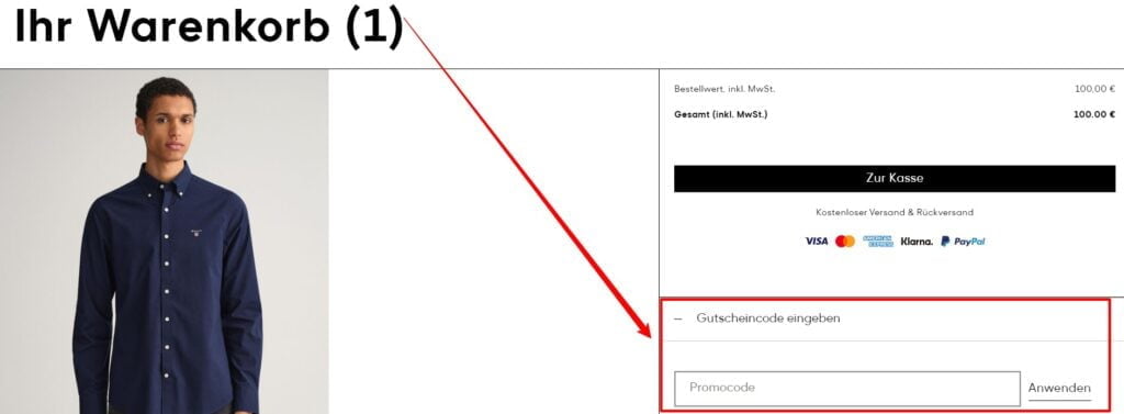 GANT Rabattcode einlösen