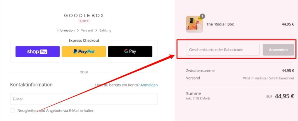 Goodiebox Rabattcode einlösen