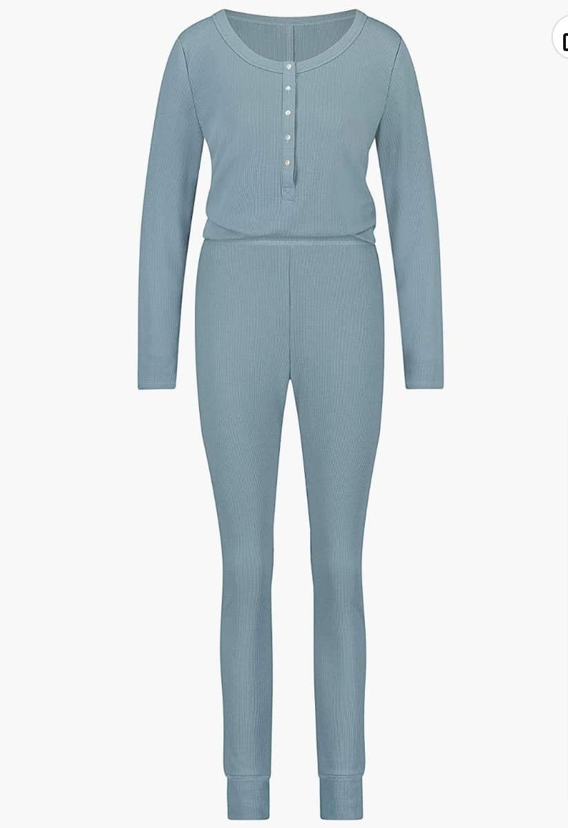 Hunkemoeller Pyjama Waffle Placket Atlantic Deep S Amazon.de Fashion