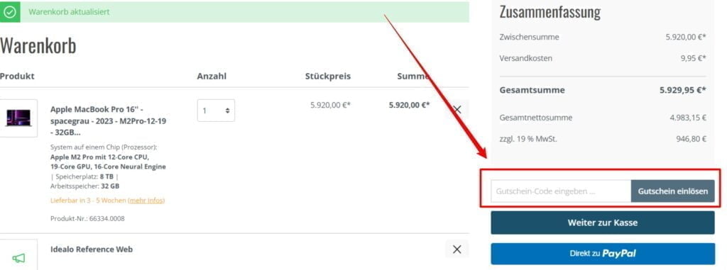 MacTrade Rabattcode einlösen