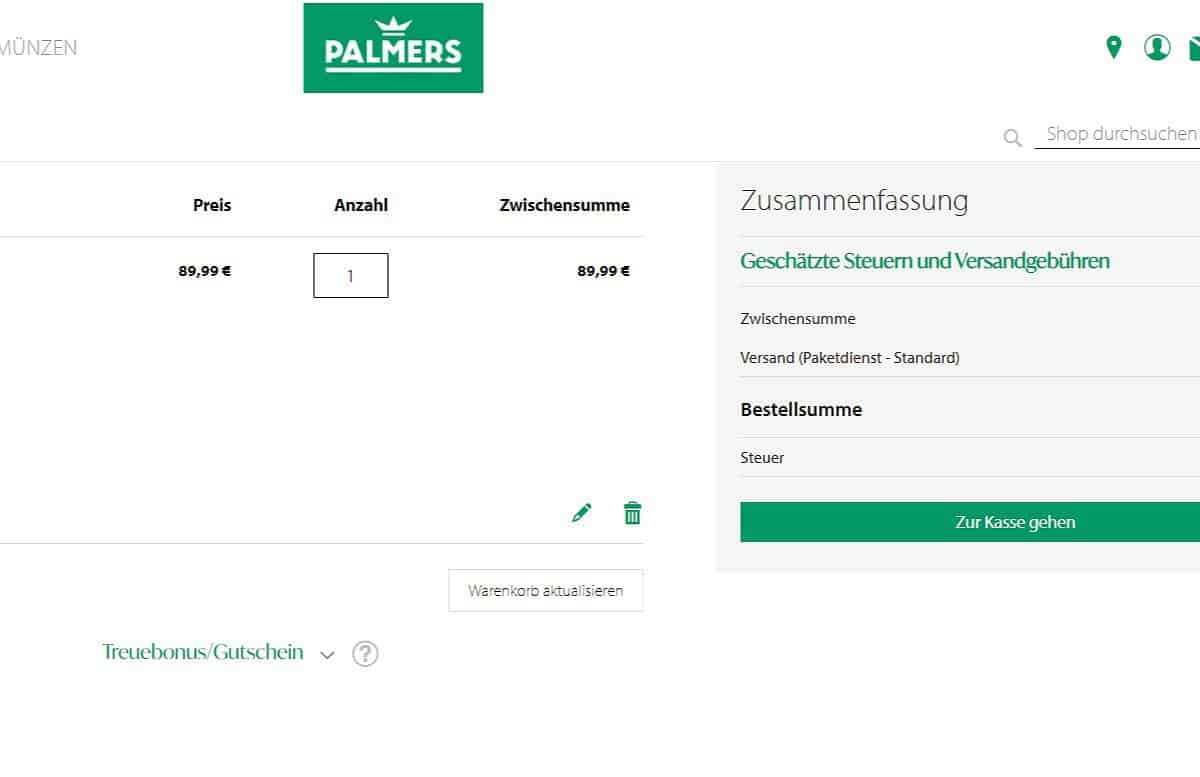 Palmers Rabattcode einlösen