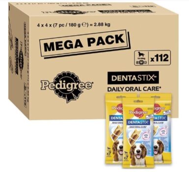 Pedigree DentaStix Daily Oral Care – Zahnpflegesnack fuer mittelgrosse Hunde kg – Hundeleckerli mit Huhn Rindgeschmack fuer jeden Tag – Grosspackung x Stueck Amazon de Haustier