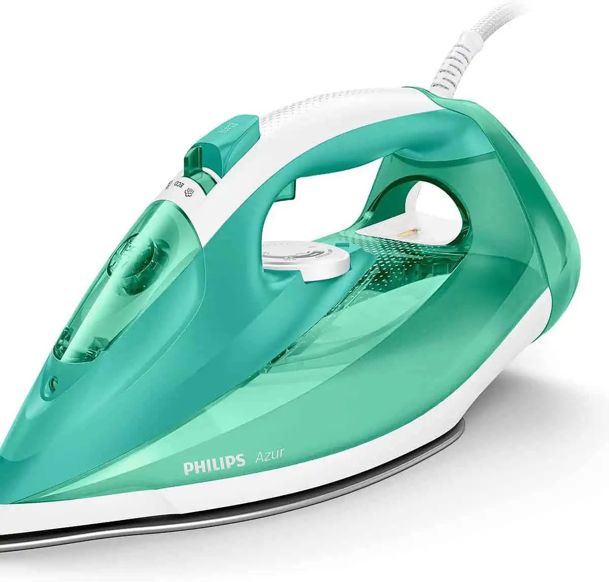 Philips Azur Dampfbügeleisen – 2400 W (Dampfstoß 200 g, SteamGlide Bügelsohle, türkis (GC4537/70)) für 35,99 € inkl. Versand (statt 53,99 €)