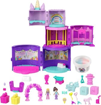 Polly Pocket HHJ Einhorn Torte Spielset Schatulle mit Micro Puppen