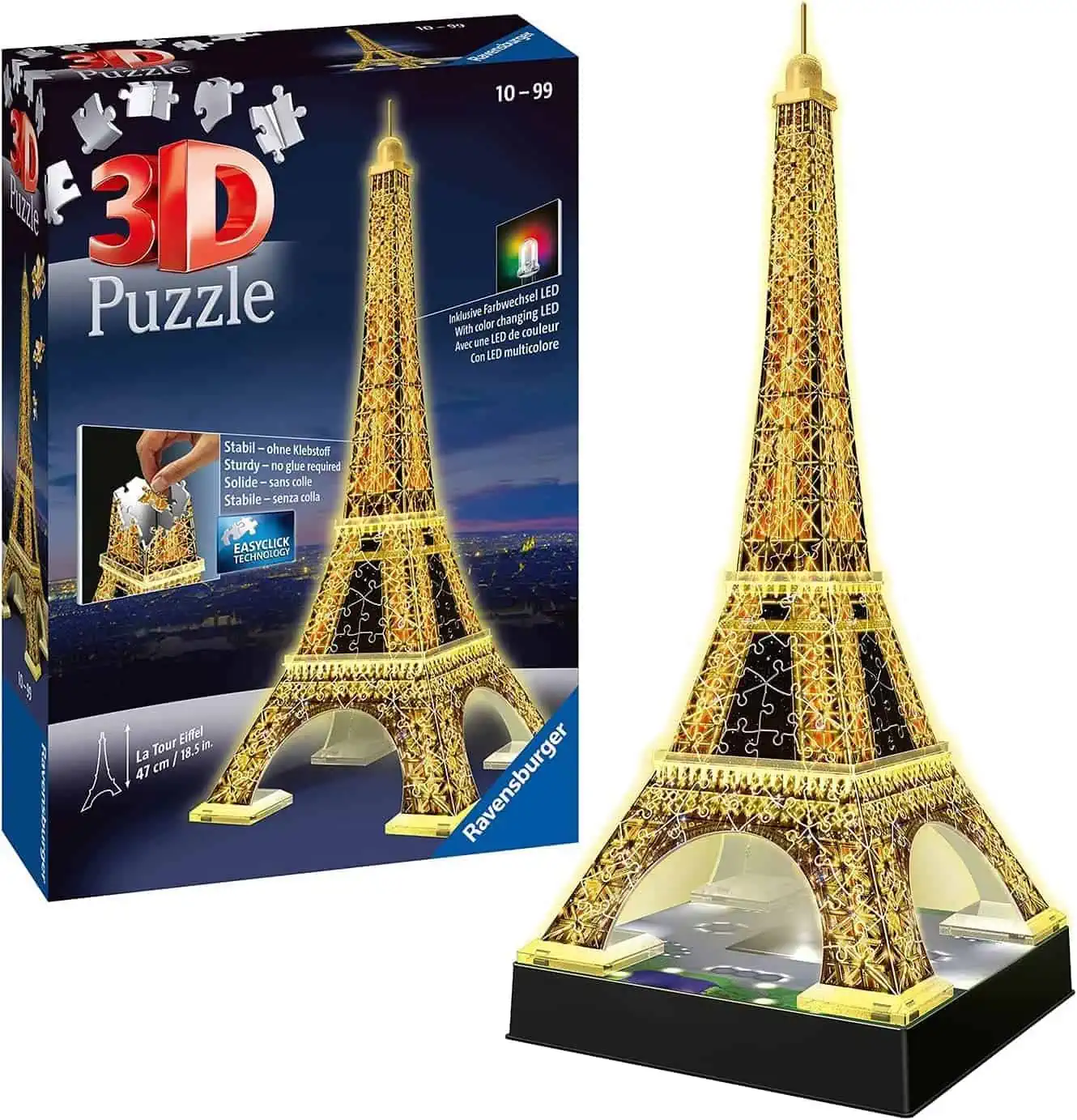 Ravensburger 3D Puzzle 12579 – Eiffelturm in Paris bei Nacht – Bauwerk im Miniatur-Format für 16,76 € inkl. Prime-Versand (statt 27,98 €)