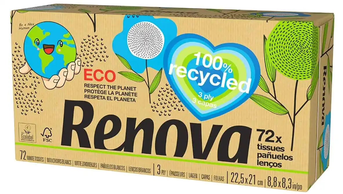Renova 100% RECYCLED Facial Tissues 72 Sheets (Kosmetiktücher) für 1,10 € inkl. Prime-Versand (statt 1,99 €)