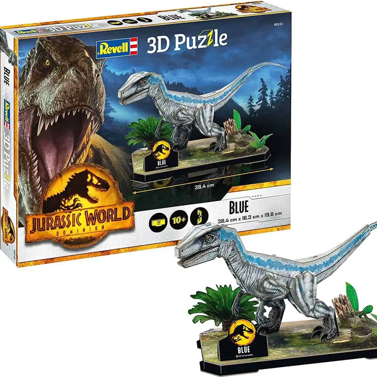 Revell: 3D-Puzzle Jurassic World Dinosaurier Blue (57 Teile, 38,4 cm) für 5,48 € inkl. Prime-Versand (statt 10,43 €)